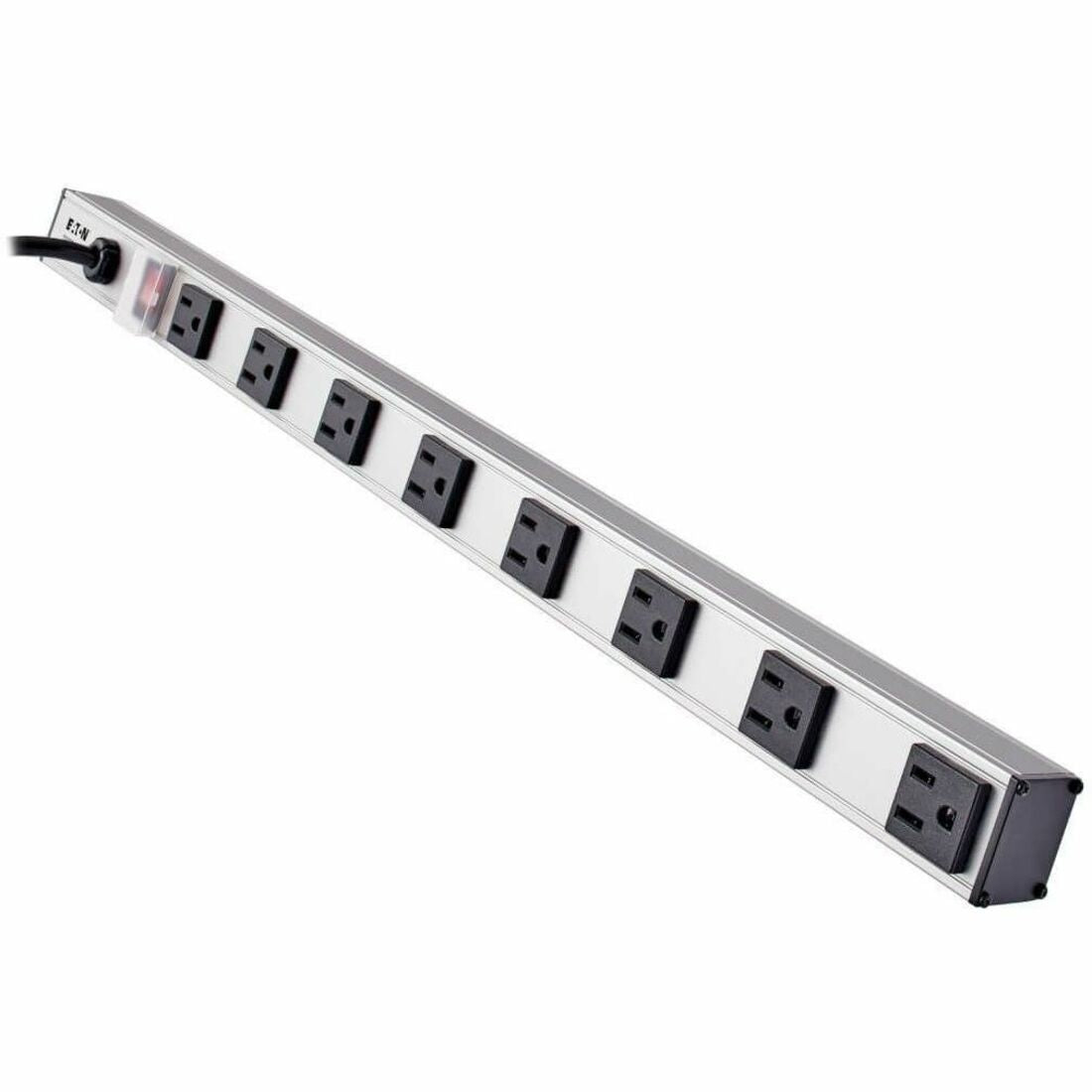 Vertical Power Strip, 8 Outlets, 15 ft Cord, Silver