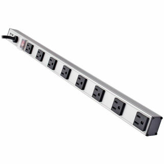 Vertical Power Strip, 8 Outlets, 15 ft Cord, Silver