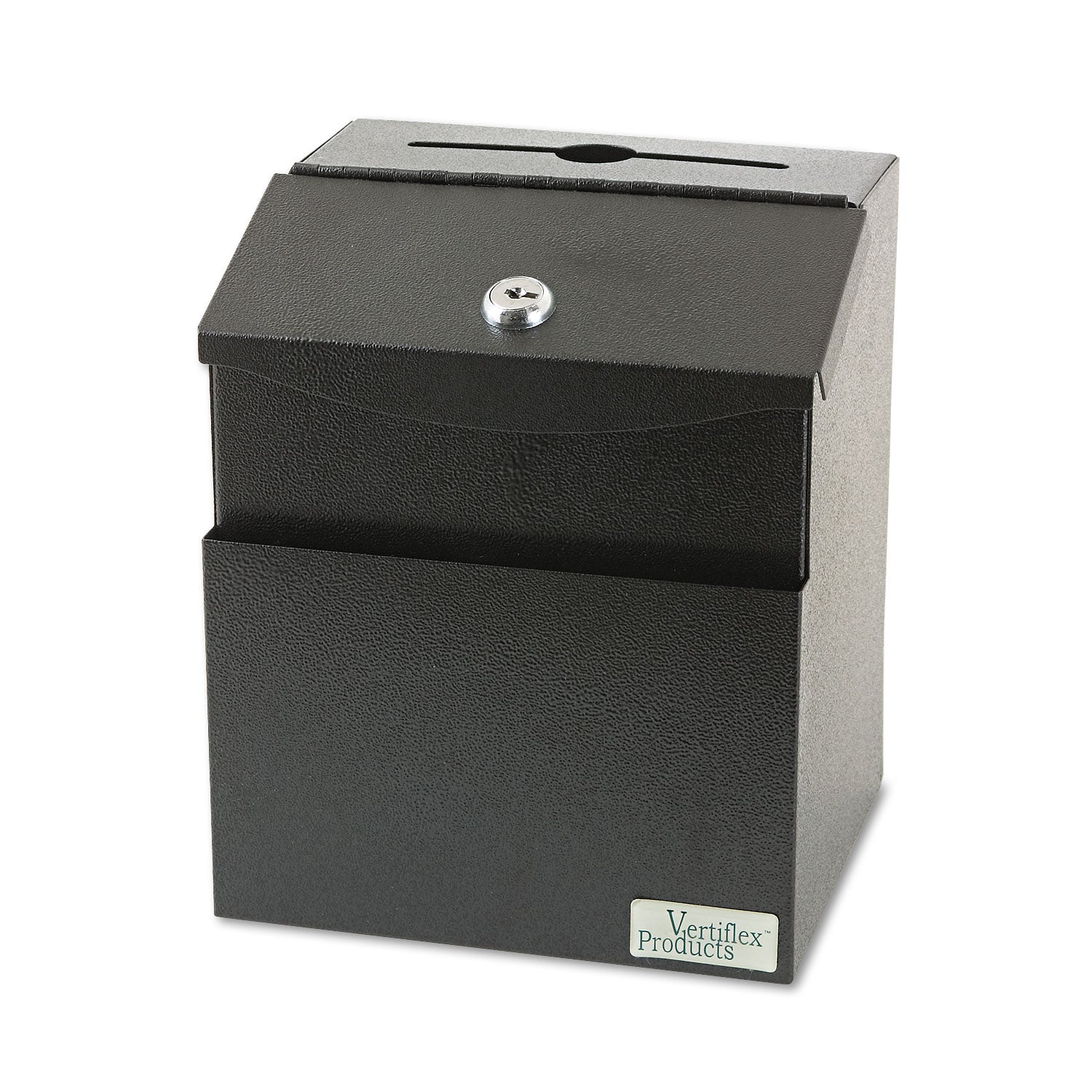 Steel Suggestion Box with Locking Top, 7 x 6 x 8.5, Black - 