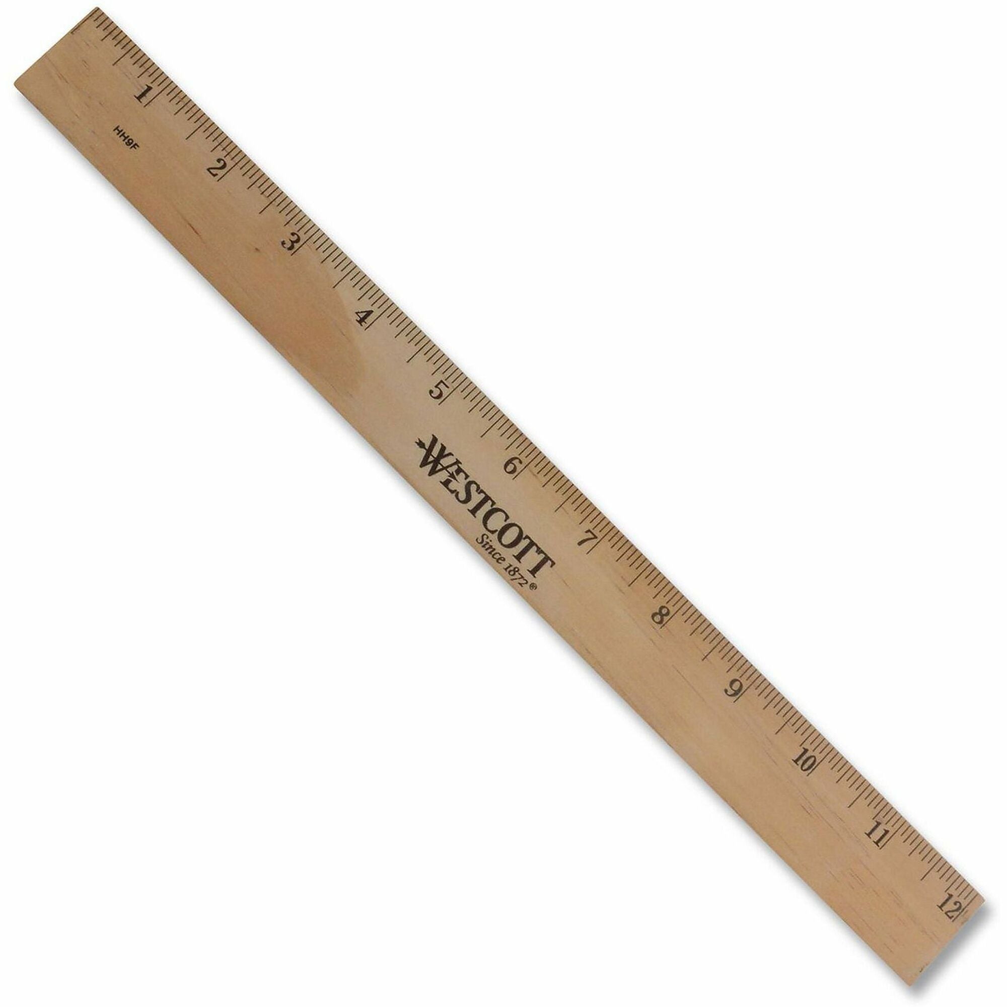 Wood Ruler, Metric and 1/16" Scale with Single Metal Edge, 12"/30 cm Long