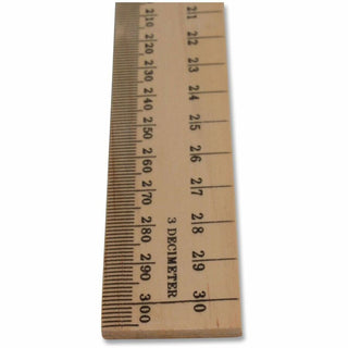 Wood Ruler, Metric and 1/16" Scale with Single Metal Edge, 12"/30 cm Long
