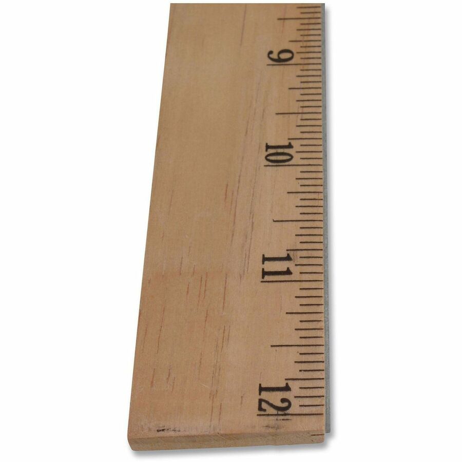 Wood Ruler, Metric and 1/16" Scale with Single Metal Edge, 12"/30 cm Long