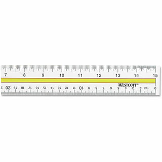 Acrylic Data Highlight Reading Ruler With Tinted Guide, 15" Long, Clear/Yellow