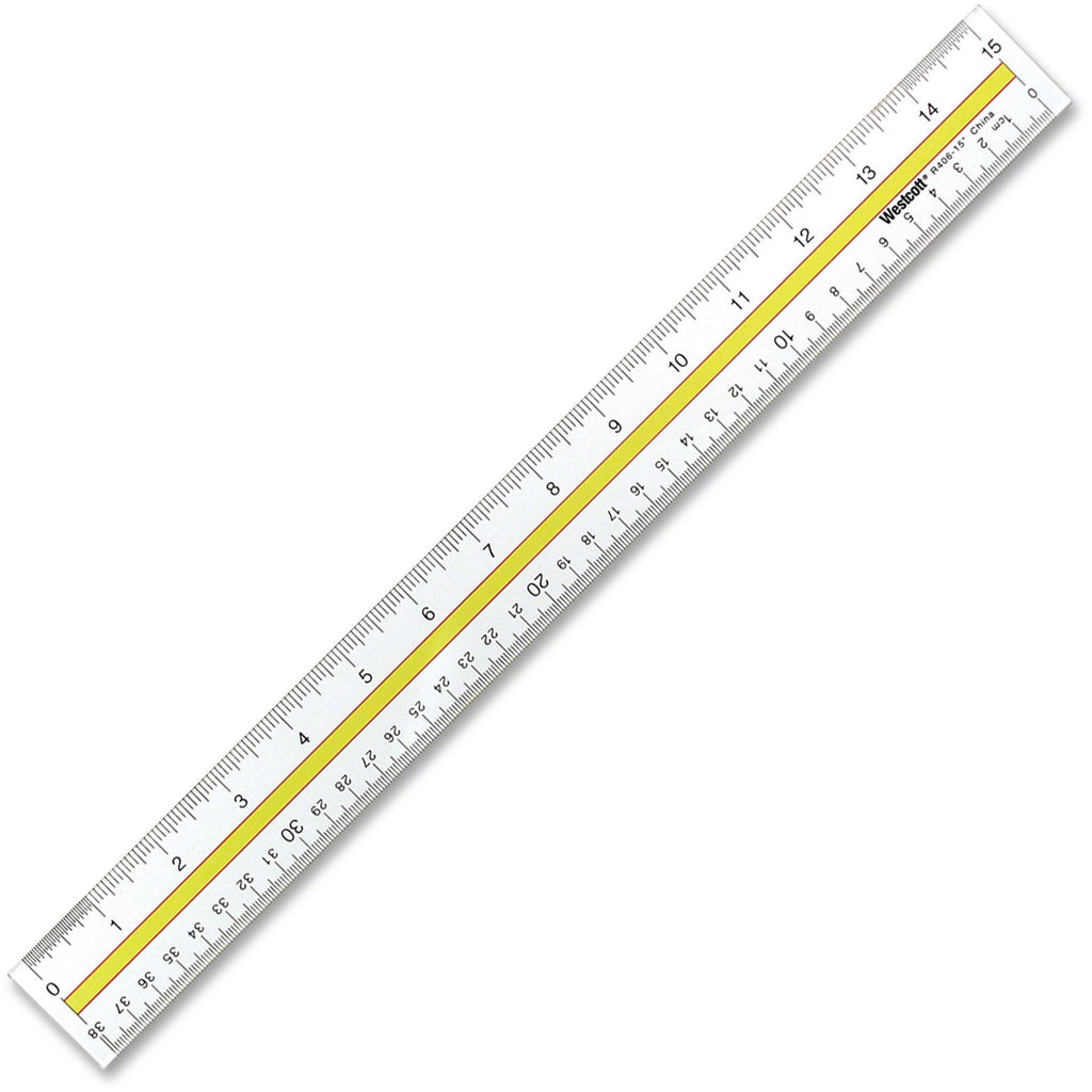 Acrylic Data Highlight Reading Ruler With Tinted Guide, 15" Long, Clear/Yellow