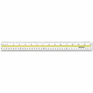 Acrylic Data Highlight Reading Ruler With Tinted Guide, 15" Long, Clear/Yellow