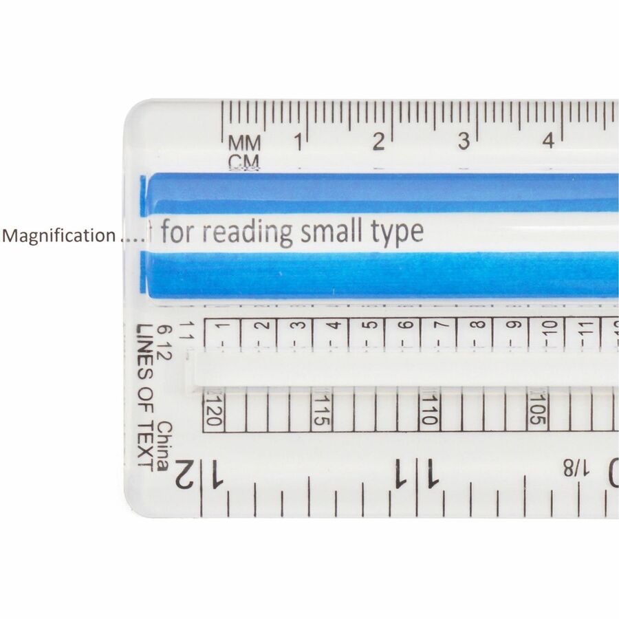 westcott-magnifying-computer-printout-rulers-15-length-1-width-1-16-graduations-imperial-metric-measuring-system-acrylic-1-each-clear_acm40711 - 2