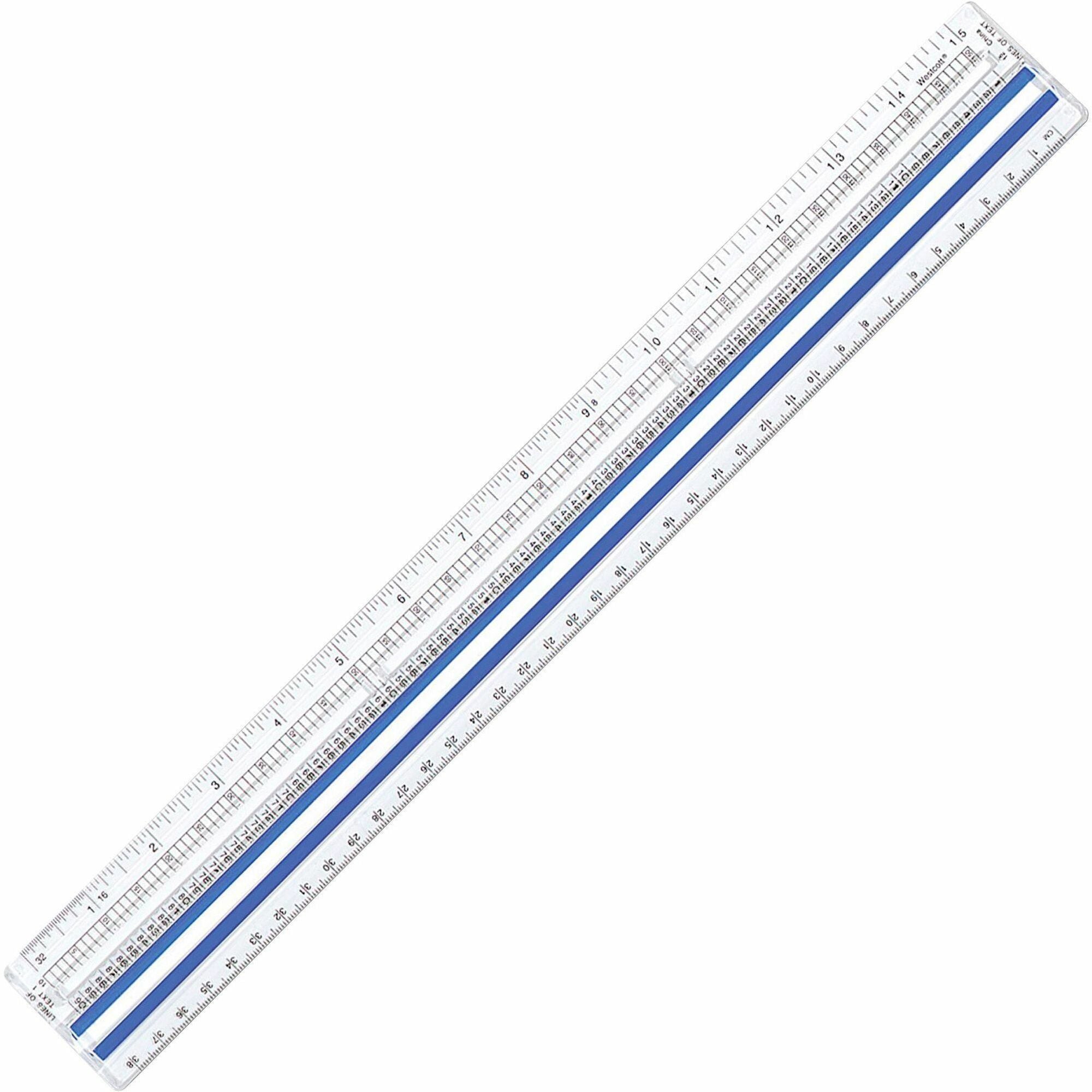 westcott-magnifying-computer-printout-rulers-15-length-1-width-1-16-graduations-imperial-metric-measuring-system-acrylic-1-each-clear_acm40711 - 1