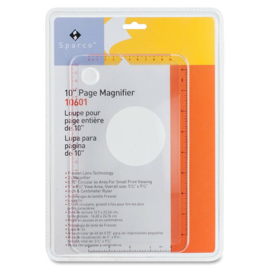 Sparco Handheld Magnifier - Magnifying Area 5" Width x 8.88" Length - Overall Size 9.8" Height x 5.8" Width - Acrylic Lens - 