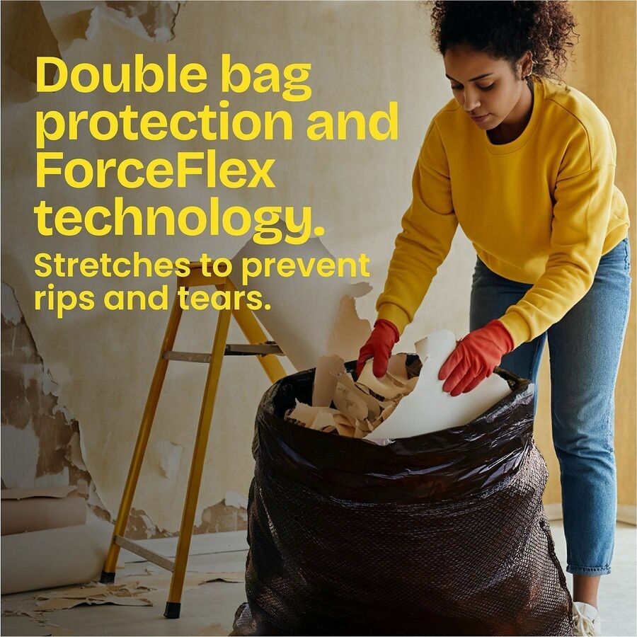 ForceFlexPlus Drawstring Large Trash Bags, 30 gal, 1.05 mil, 30" x 32", Black, 70/Box