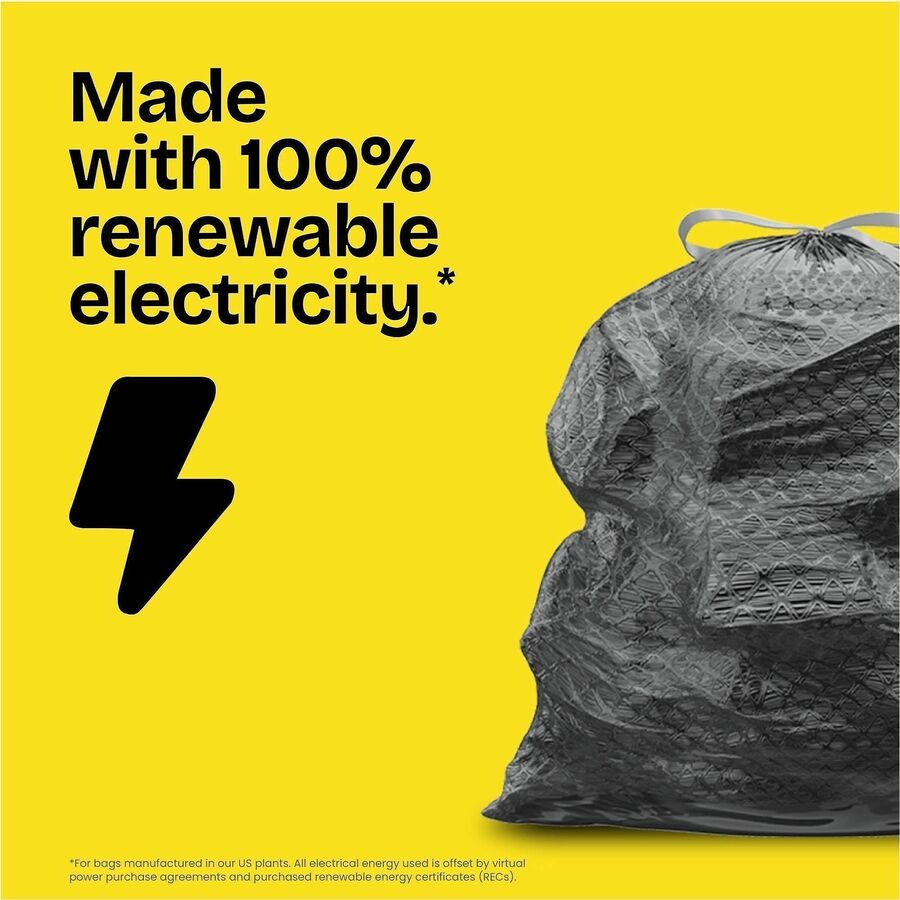 ForceFlexPlus Drawstring Large Trash Bags, 30 gal, 1.05 mil, 30" x 32", Black, 70/Box