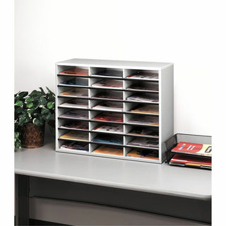 Literature Organizer, 24 Letter Compartments, 29 x 11.88 x 23.44, Dove Gray