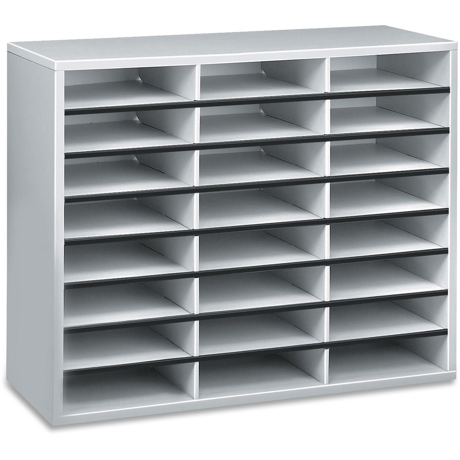 Literature Organizer, 24 Letter Compartments, 29 x 11.88 x 23.44, Dove Gray