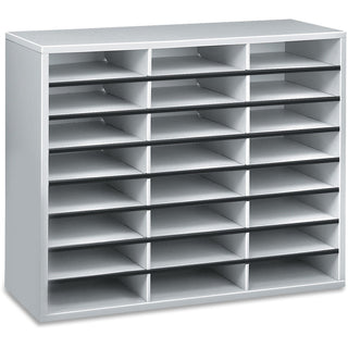 Literature Organizer, 24 Letter Compartments, 29 x 11.88 x 23.44, Dove Gray