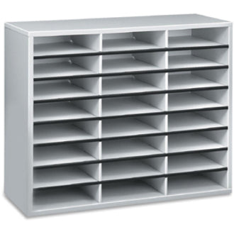 Literature Organizer, 24 Letter Compartments, 29 x 11.88 x 23.44, Dove Gray