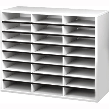 Literature Organizer, 24 Letter Compartments, 29 x 11.88 x 23.44, Dove Gray