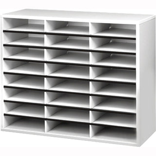 Literature Organizer, 24 Letter Compartments, 29 x 11.88 x 23.44, Dove Gray