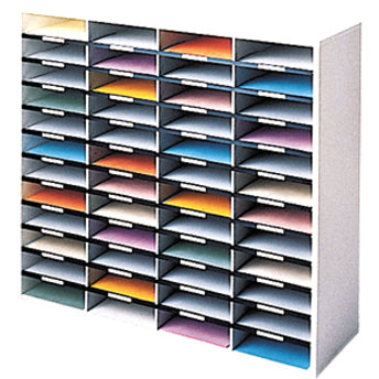 Literature Organizer, 48 Letter Compartments, 38.25 x 11.88 x 34.69, Dove Gray