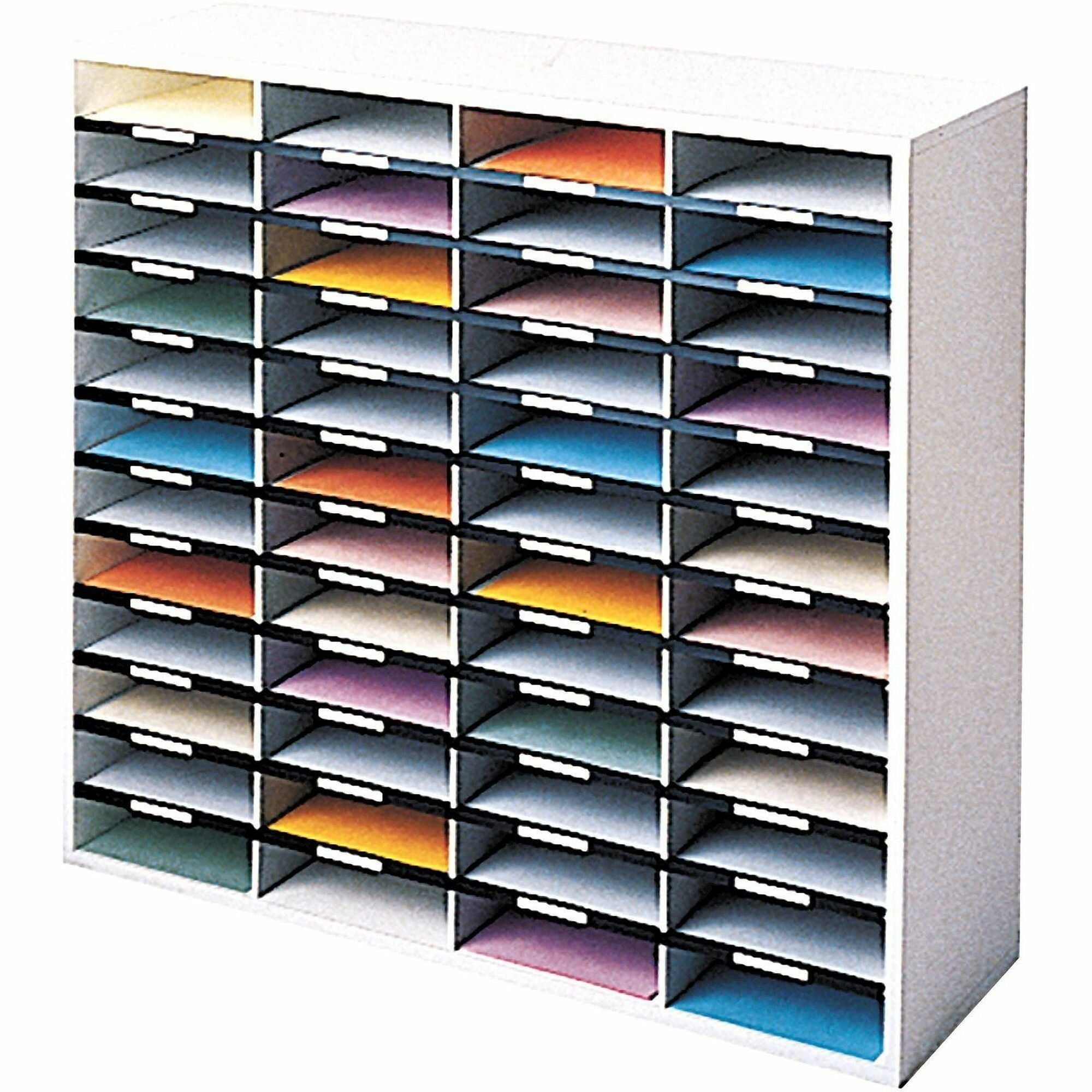 Literature Organizer, 48 Letter Compartments, 38.25 x 11.88 x 34.69, Dove Gray