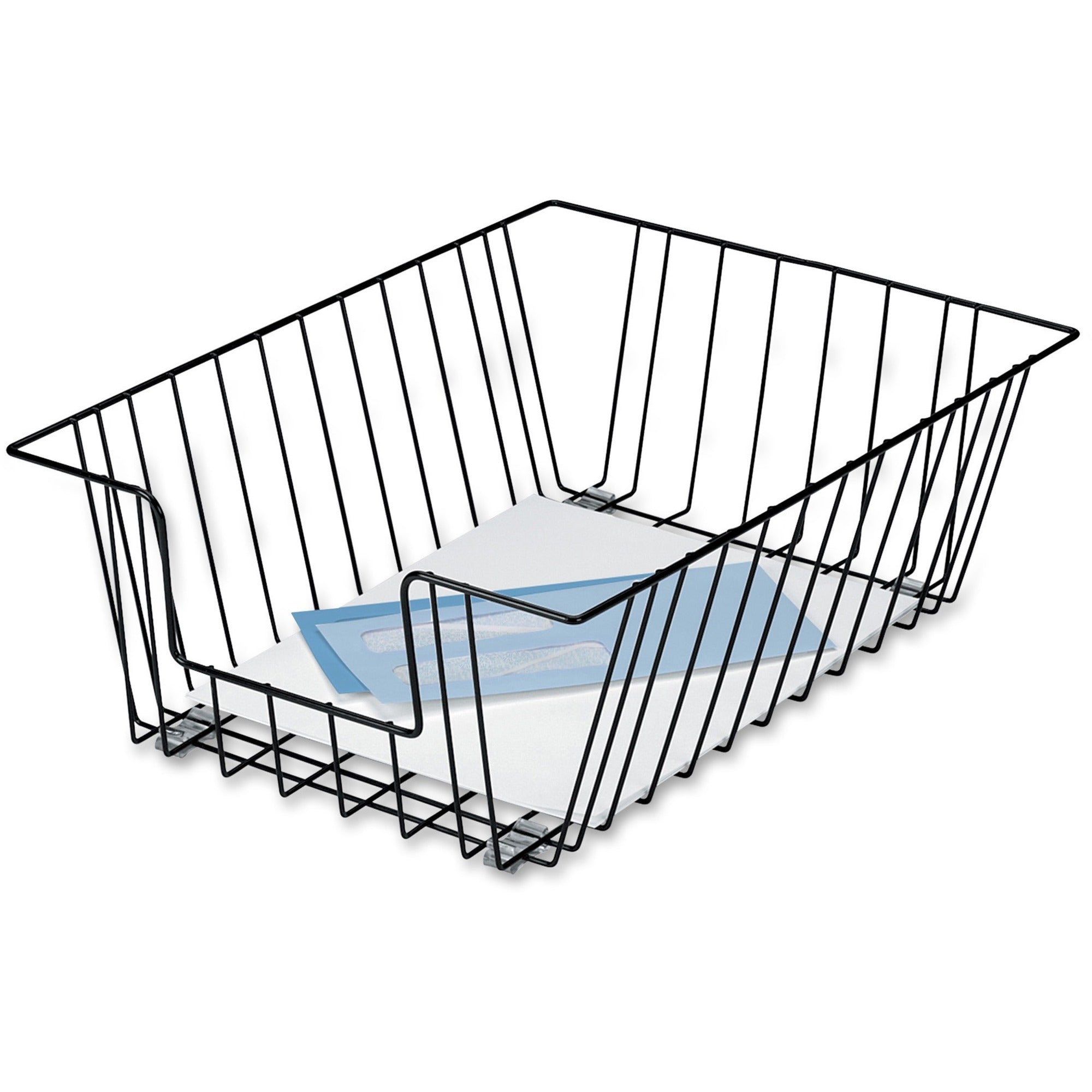 Wire Desk Tray Organizer, 1 Section, Legal Size Files, 12" x 16.5" x 5", Black