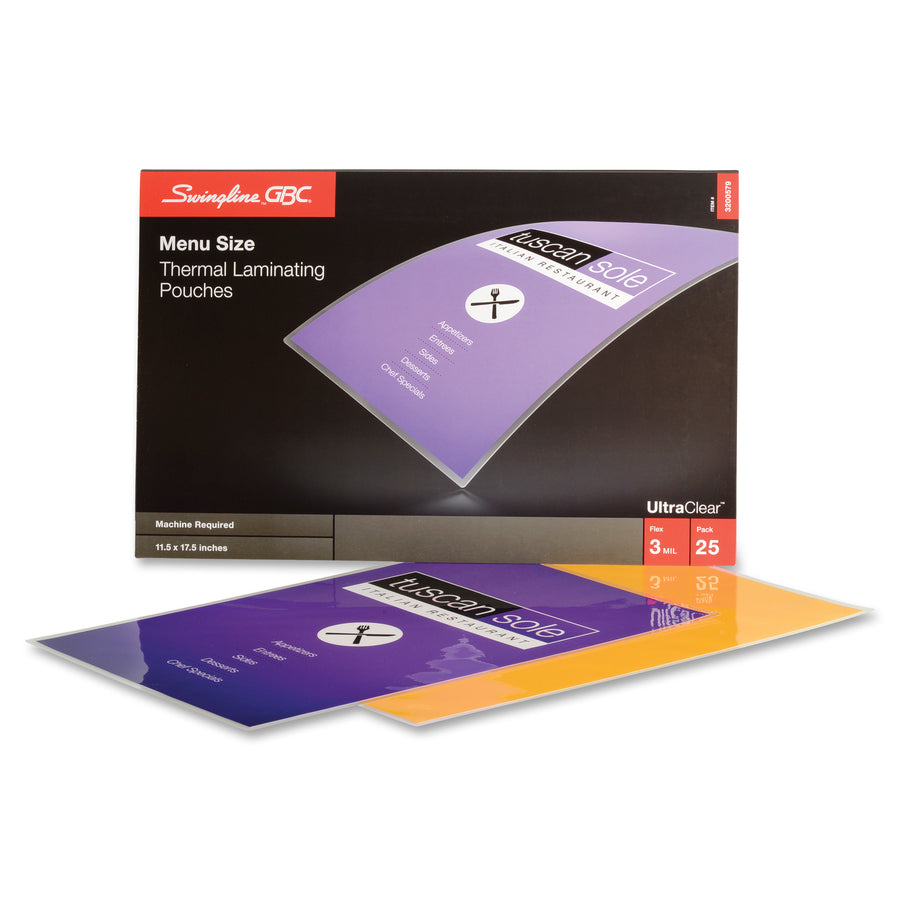 UltraClear Thermal Laminating Pouches, 3 mil, 11.5" x 17.5", Gloss Clear, 25/Pack