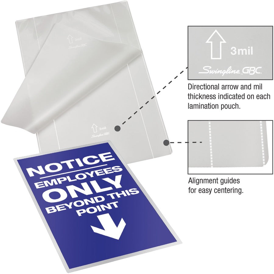 GBC HeatSeal UltraClear Laminating Pouches - Laminating Pouch/Sheet Size: 2.18" Width x 3.68" Length x 7 mil Thickness - for Business Card - Clear - 100 / Box - 3
