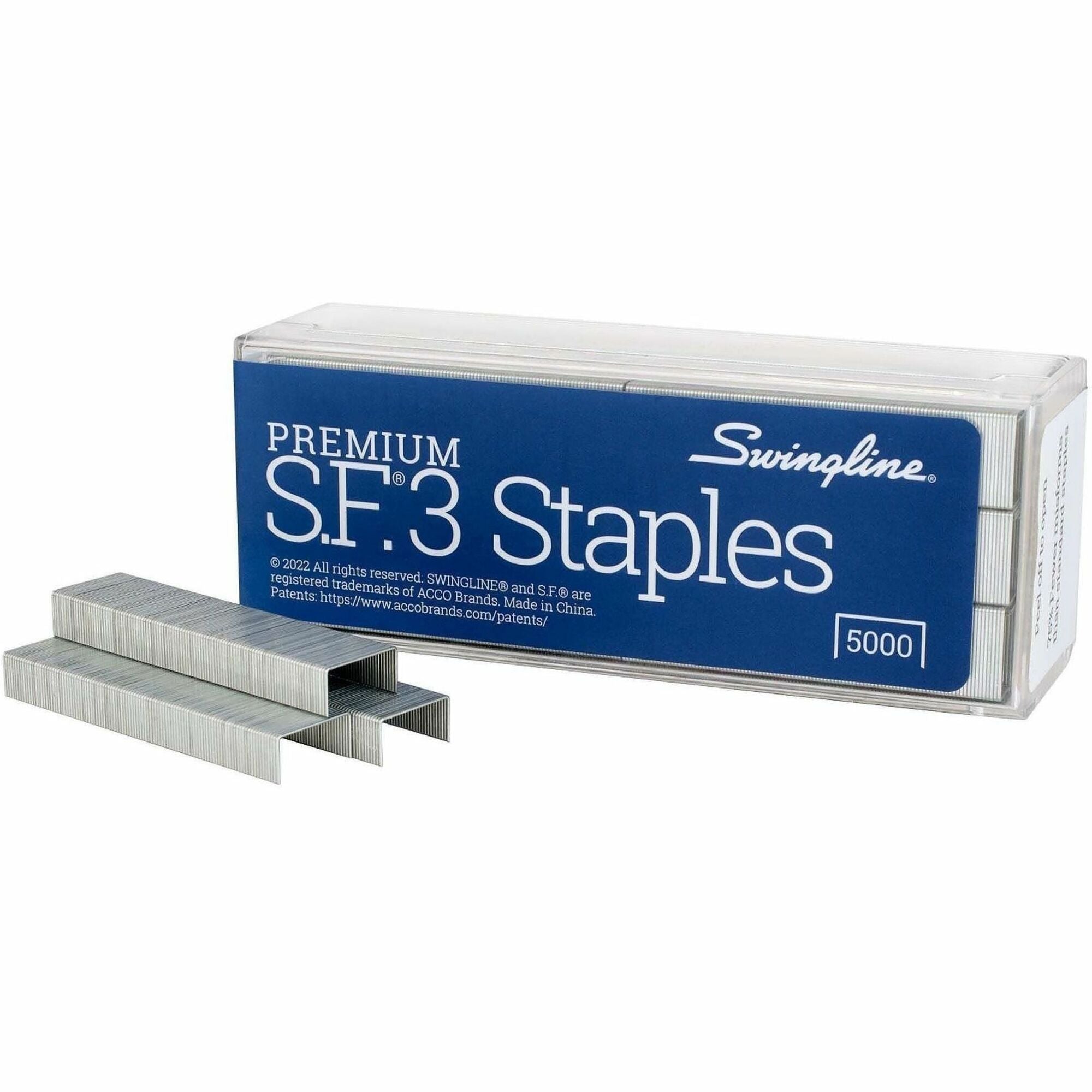 S.F. 3 Premium Staples, 0.25" Leg, 0.5" Crown, Steel, 5,000/Box