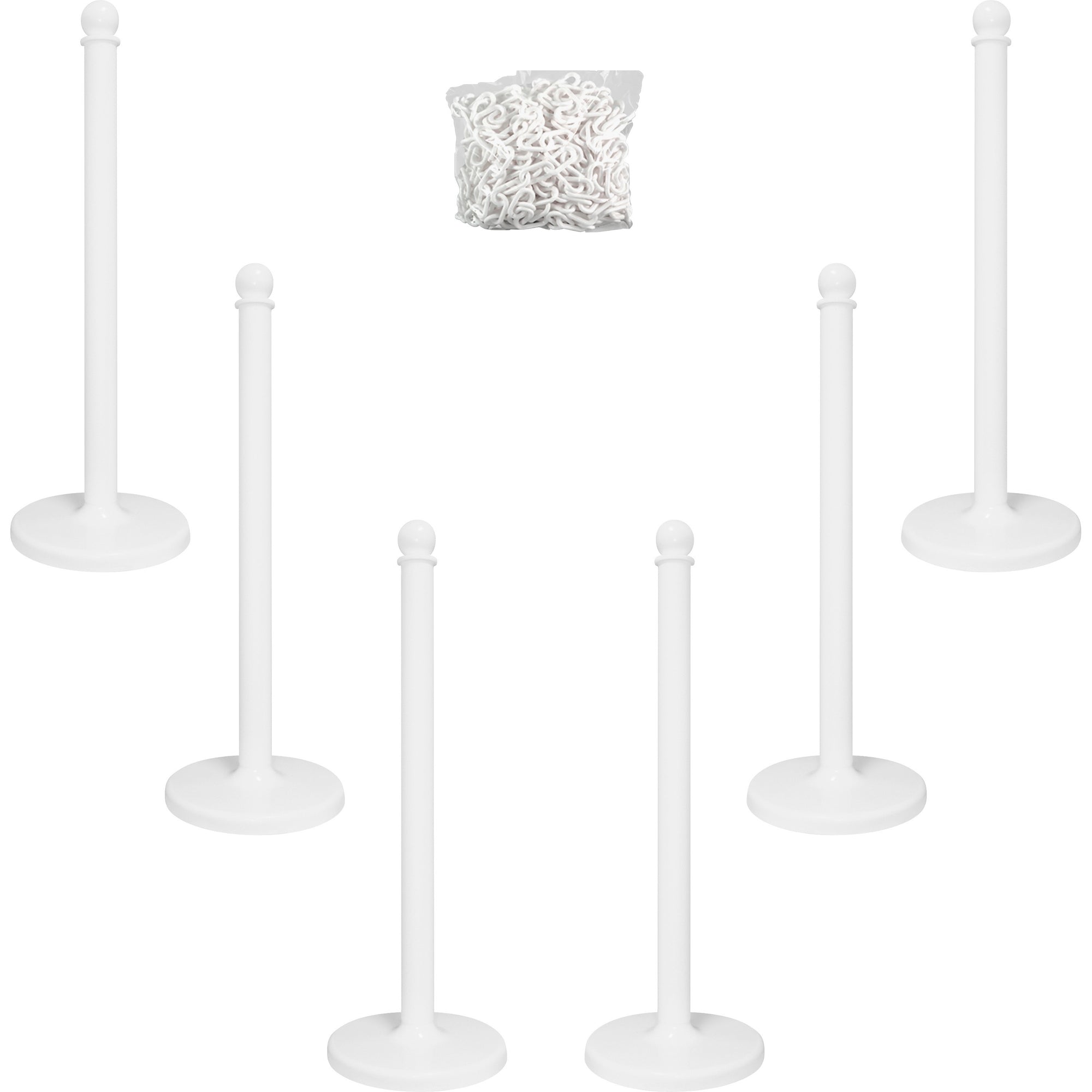 Tatco Plastic Stanchions and Chains - White Plastic 39" Post - White - 6 / Box - 