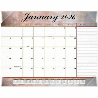 Marbled Desk Pad, Marbled Artwork, 22 x 17, White/Multicolor Sheets, Clear Corners, 12-Month (Jan to Dec): 2024