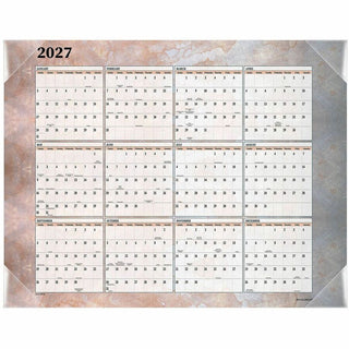 Marbled Desk Pad, Marbled Artwork, 22 x 17, White/Multicolor Sheets, Clear Corners, 12-Month (Jan to Dec): 2024