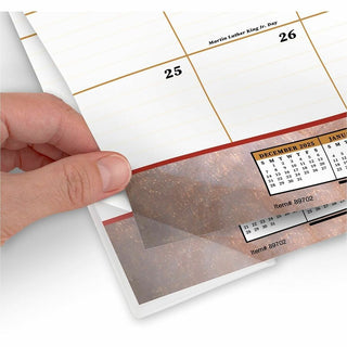 Marbled Desk Pad, Marbled Artwork, 22 x 17, White/Multicolor Sheets, Clear Corners, 12-Month (Jan to Dec): 2024