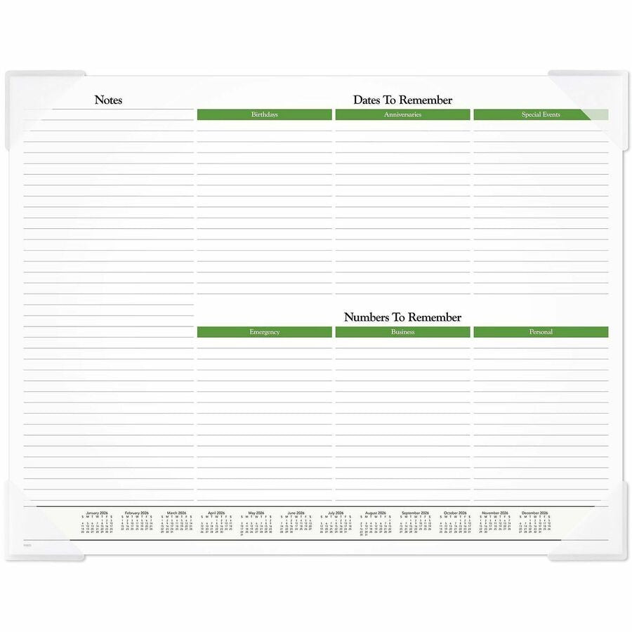 At-A-Glance Panoramic Floral Desk Pad - Standard Size - Monthly - 12 Month - January 2024 - December 2024 - 1 Month Single Page Layout - 21 3/4" x 17" White Sheet - 2.13" x 2.25" Block - Desk Pad - Poly, Paper - Bleed Resistant Paper, Unruled Daily B