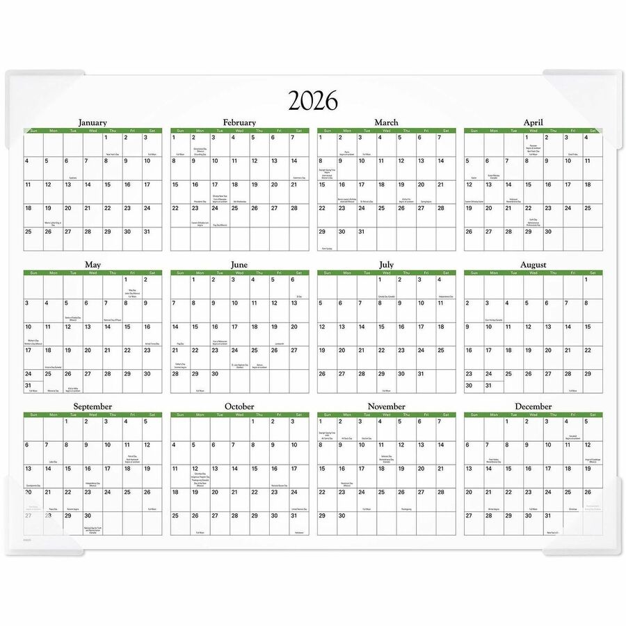 At-A-Glance Panoramic Floral Desk Pad - Standard Size - Monthly - 12 Month - January 2024 - December 2024 - 1 Month Single Page Layout - 21 3/4" x 17" White Sheet - 2.13" x 2.25" Block - Desk Pad - Poly, Paper - Bleed Resistant Paper, Unruled Daily B