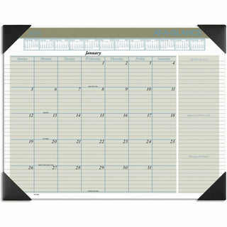 Executive Monthly Desk Pad Calendar, 22 x 17, White Sheets, Black Corners, 12-Month (Jan to Dec): 2024