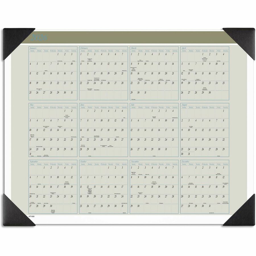 Executive Monthly Desk Pad Calendar, 22 x 17, White Sheets, Black Corners, 12-Month (Jan to Dec): 2024