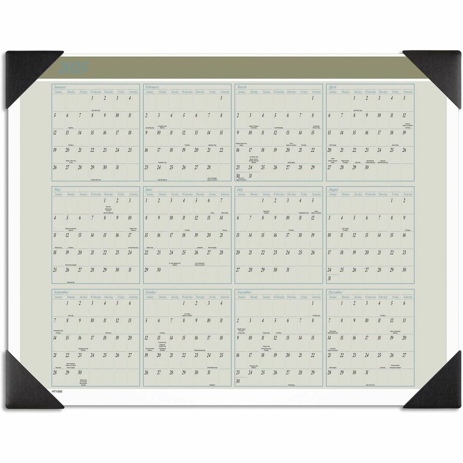 Executive Monthly Desk Pad Calendar, 22 x 17, White Sheets, Black Corners, 12-Month (Jan to Dec): 2024
