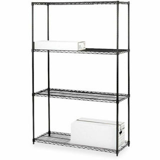 Lorell Industrial Wire Starter Shelving Unit - 4 Shelf(ves) - 4 Tier(s) - 72" Height x 36" Width x 18" Depth - Powder Coated - Black - Steel - 1 Each