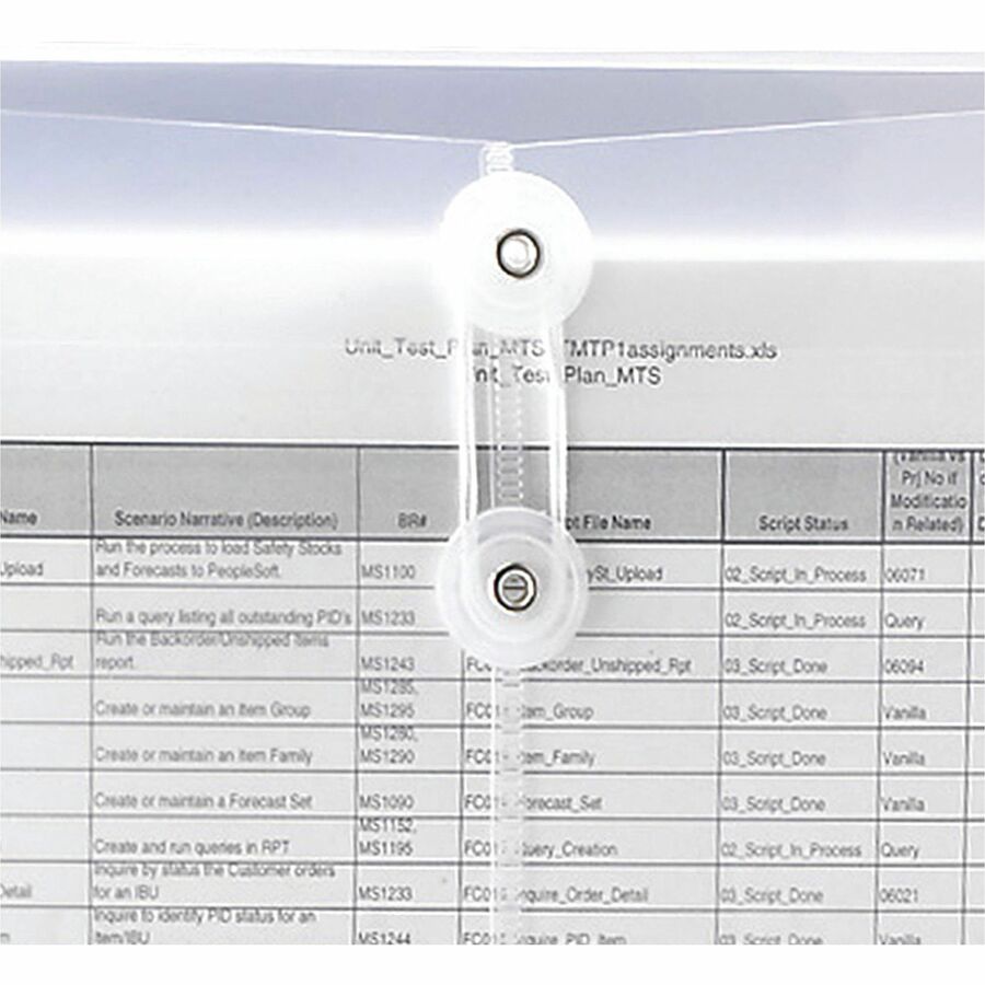 Poly String and Button Interoffice Envelopes, Open-Side (Horizontal), 9.75 x 11.63, Clear, 5/Pack