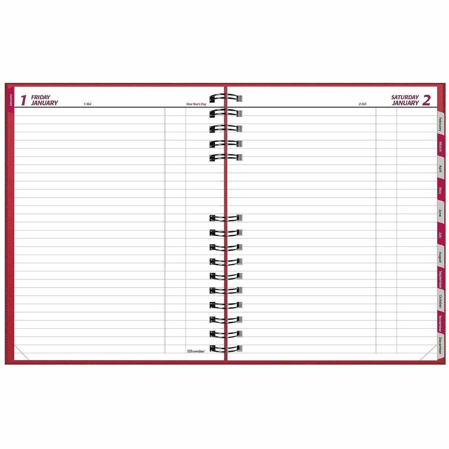 CoilPro Daily Planner, 10 x 7.88, Red Cover, 12-Month (Jan to Dec): 2024
