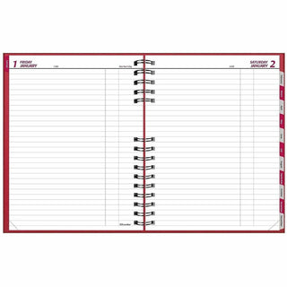 CoilPro Daily Planner, 10 x 7.88, Red Cover, 12-Month (Jan to Dec): 2024