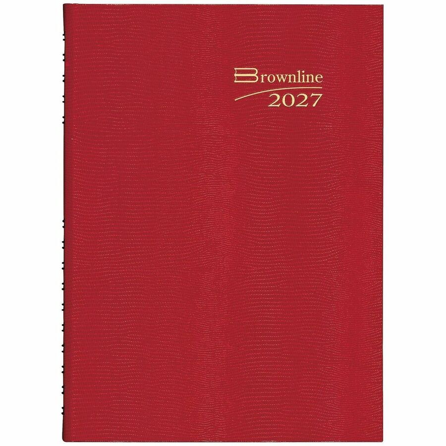CoilPro Daily Planner, 10 x 7.88, Red Cover, 12-Month (Jan to Dec): 2024