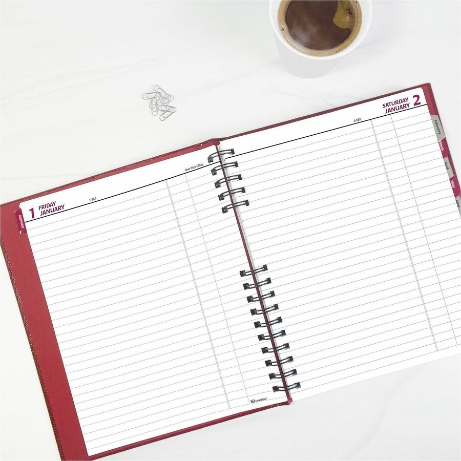 CoilPro Daily Planner, 10 x 7.88, Red Cover, 12-Month (Jan to Dec): 2024