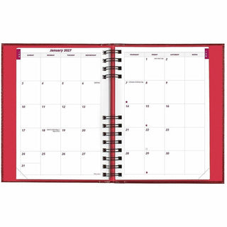 CoilPro Ruled Daily Planner, 8.25 x 5.75, Red Cover, 12-Month (Jan to Dec): 2024