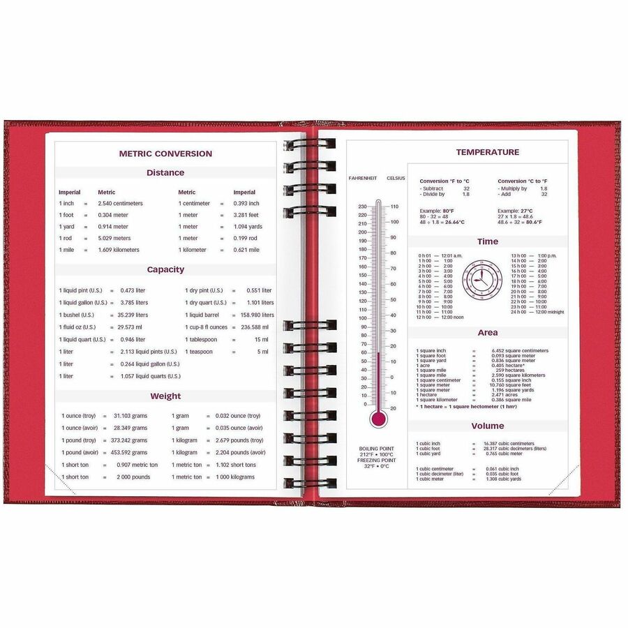 CoilPro Ruled Daily Planner, 8.25 x 5.75, Red Cover, 12-Month (Jan to Dec): 2024