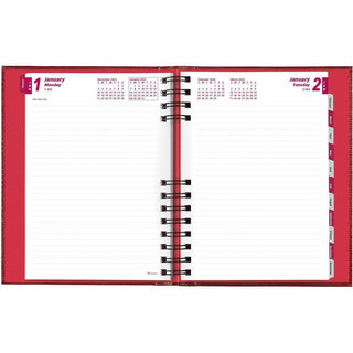 CoilPro Ruled Daily Planner, 8.25 x 5.75, Red Cover, 12-Month (Jan to Dec): 2024