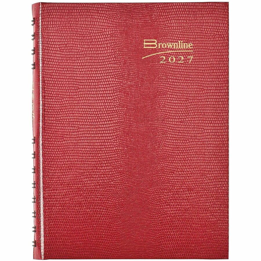 CoilPro Ruled Daily Planner, 8.25 x 5.75, Red Cover, 12-Month (Jan to Dec): 2024