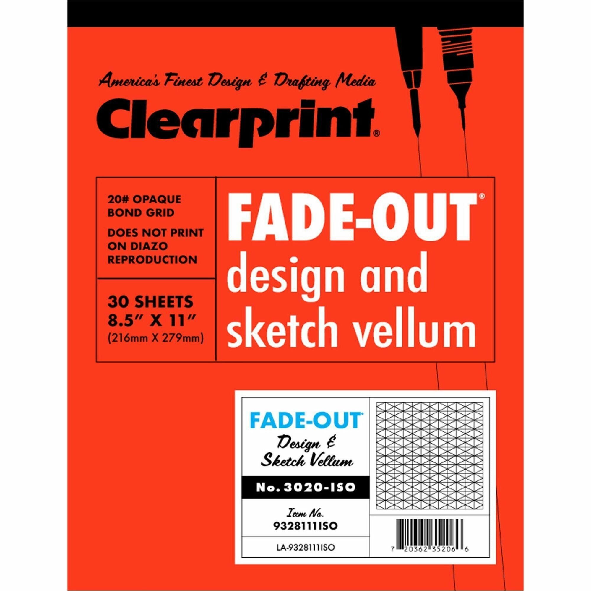 Clearprint Isometric Grid Paper Pad - Letter - 30 Sheets - 20 lb Basis Weight - Letter - 8 1/2" x 11" - White Paper - 1 / Pad
