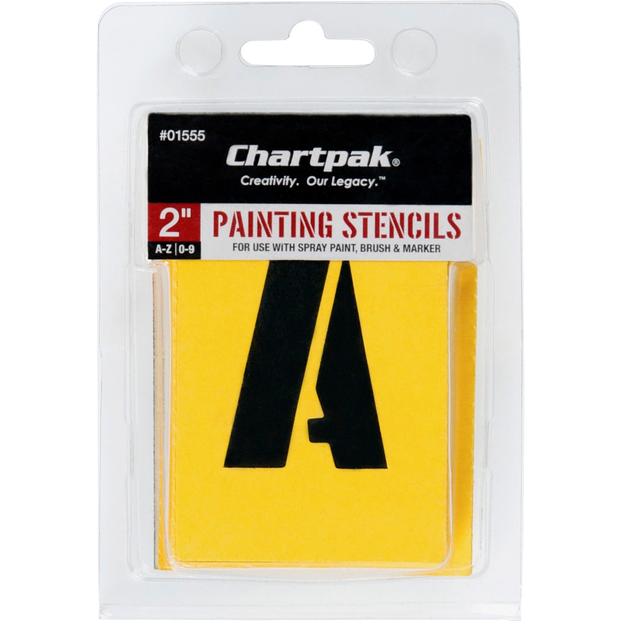Professional Lettering Stencils, Painting Stencil Set, A-Z Set/0-9, 2", Manila, 35/Set