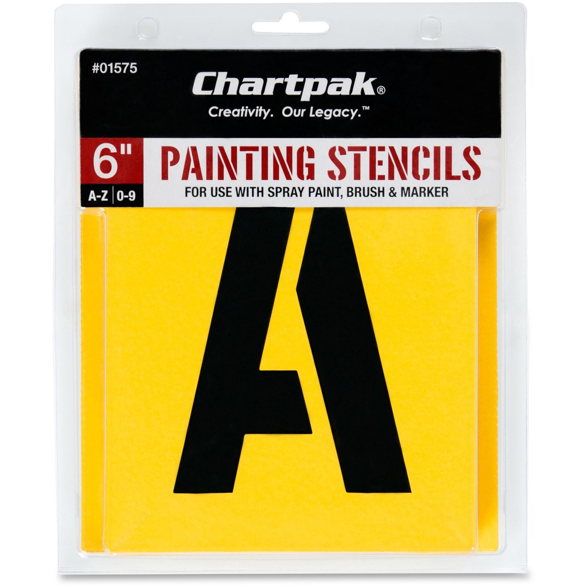 Professional Lettering Stencils, Painting Stencil Set, A-Z Set/0-9, 6", Manila, 35/Set