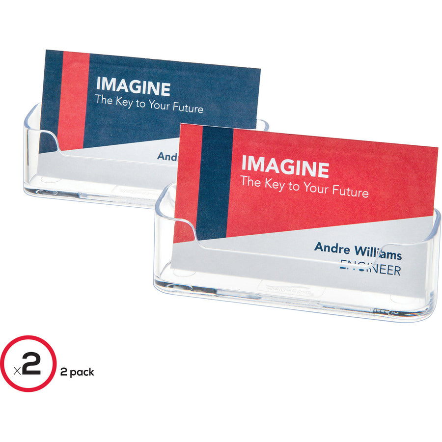 Deflecto Business Card Holders - 1.8" x 3.9" x 1.4" x - Plastic - 2 / Pack - Clear