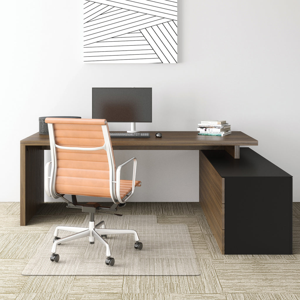 EconoMat Occasional Use Chair Mat for Low Pile Carpet, 45 x 53, Wide Lipped, Clear
